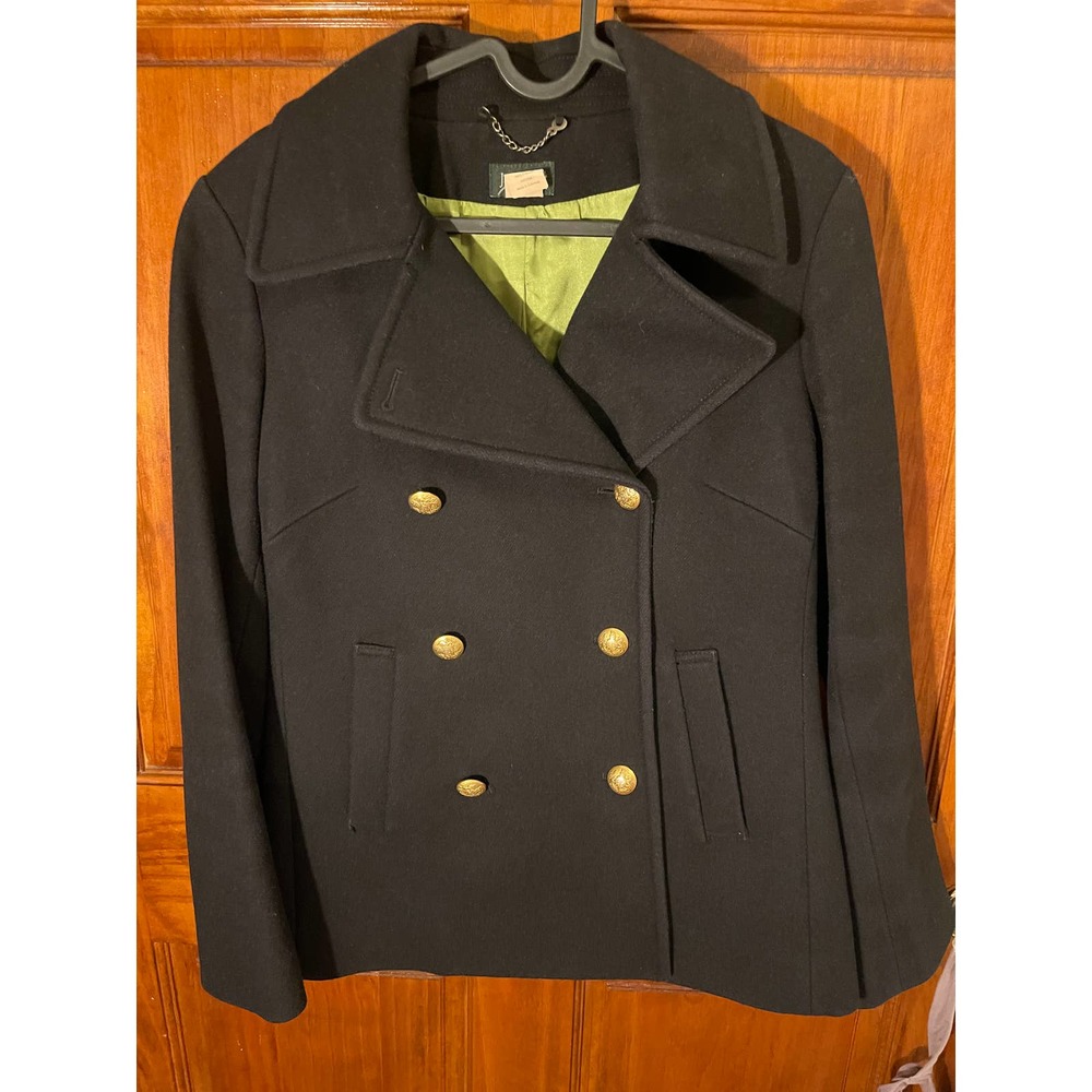 Vintage J. Crew Navy Pea Coat w Gold Nautical Buttons sz. small EUC